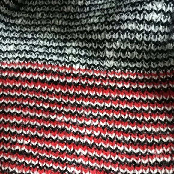 Vtg 90s Sweater Slouchy Gray Black Red Graphic Knit Top Size Small Arrows USA - Picture 5 of 5